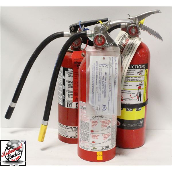 LOT OF 3 DRY CHEMICAL FIRE EXTINGUISHERS