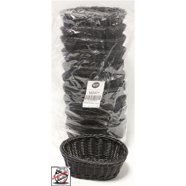 LOT OF 12 TABLECRAFT BLACK OVAL SERVING BASKETS