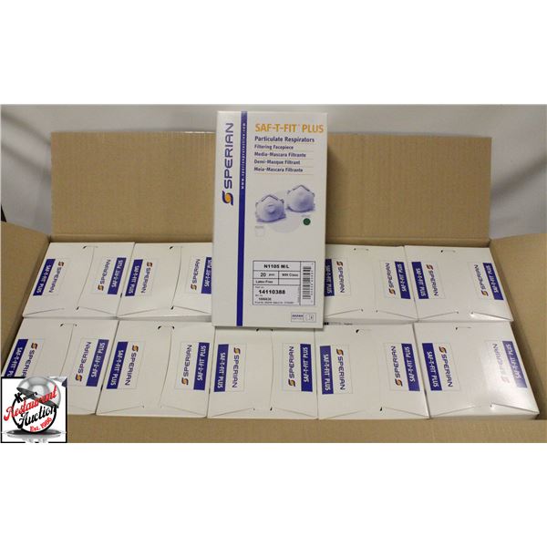CASE OF 200 NIOSH SAFE-T-FIT PLUS MASKS- N95