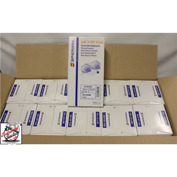 CASE OF 200 NIOSH SAFE-T-FIT PLUS MASKS- N95