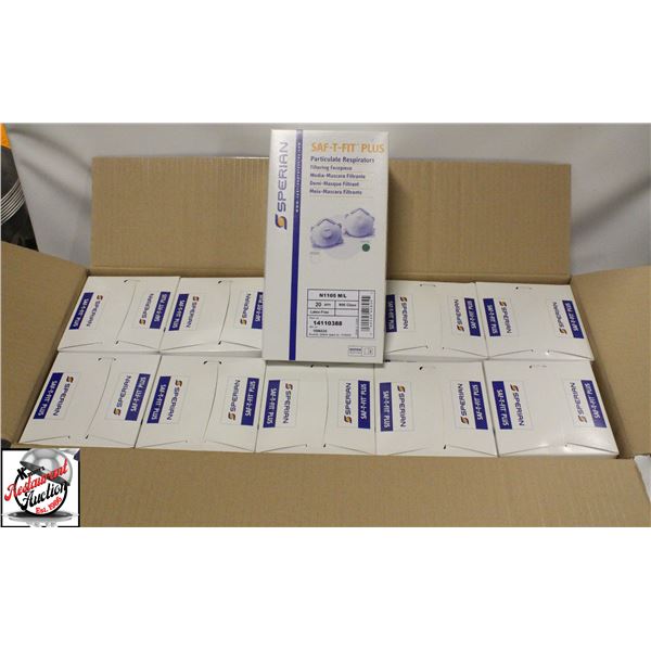 CASE OF 200 NIOSH SAFE-T-FIT PLUS MASKS- N95