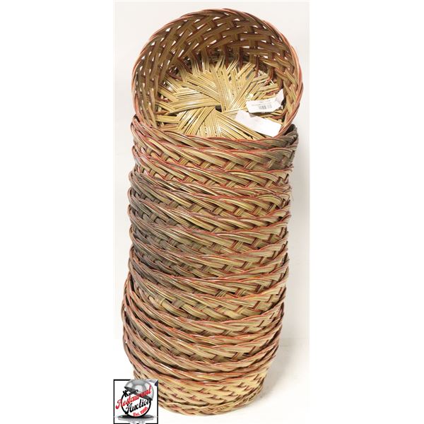 LOT OF 18 10" ROUND WOVEN BASKETS