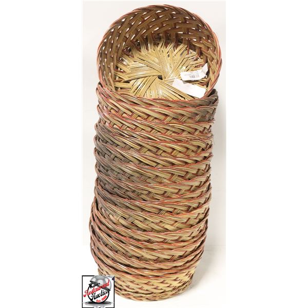 LOT OF 18 10" ROUND WOVEN BASKETS