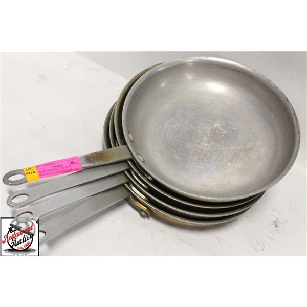 BAILIFF SEIZURE: 4 BROWNE THERMALLOY FRYING PANS