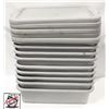 Image 1 : BAILIFF SEZIURE: STACK OF 9 BUS BINS W/ 9 LIDS 4"