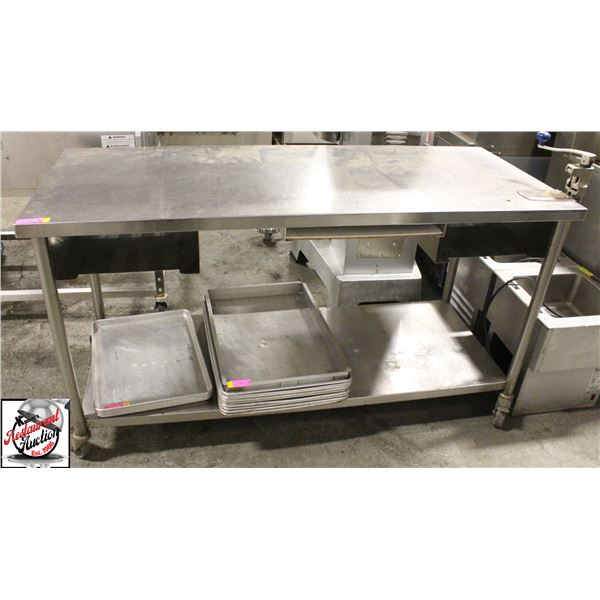 BAILIFF SEIZURE: S/S WORK TABLE ON CASTORS