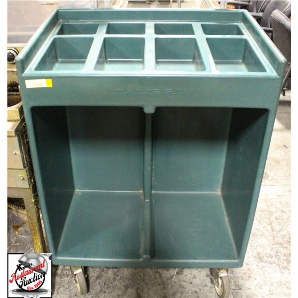 CAMBRO GREEN TRAY AND SILVER CART
