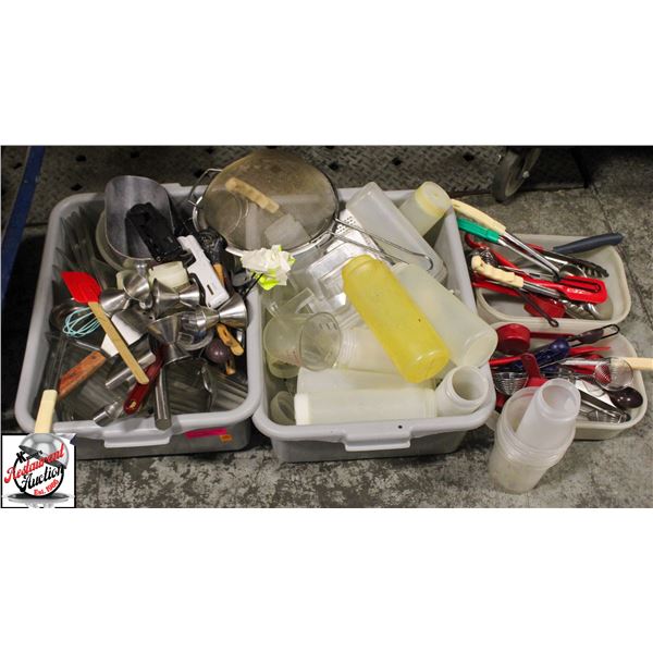 BAILIFF SEIZURE: 2 BUS BIN ASSORTED KITCHEN WARES
