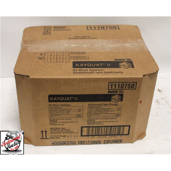 BOX OF ECOLAB KAY QUAT II NO RINSE SANATIZER