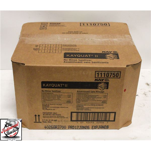 BOX OF ECOLAB KAY QUAT II NO RINSE SANATIZER