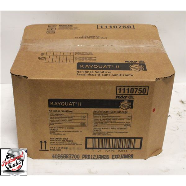 BOX OF ECOLAB KAY QUAT II NO RINSE SANATIZER