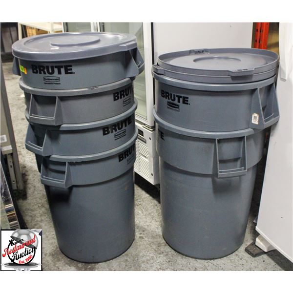 6 RUBBERMAID BRUTE 32G GARBAGE CANS