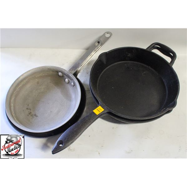 4 ASSORTED FRYING PANS