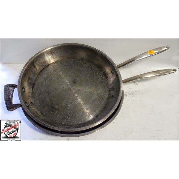 TWO 14" THERMALLOY INDUCTION CAPABLE FRYING PANS