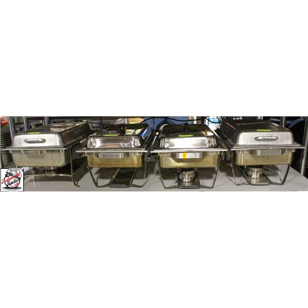 FOUR FULL-SIZE COMPLETE CHAFING DISHES