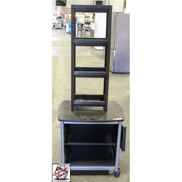 MOBILE CART ON WHEELS AND 4-TIER PLASTIC SHELF