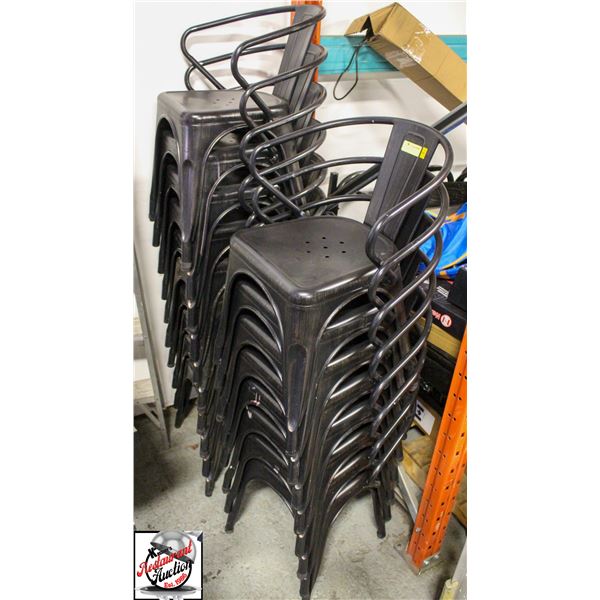 18 BLACK METAL STACKING CHAIRS