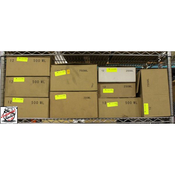 11 BOXES OF ASSORTED THREADED JARS