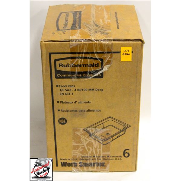 NEW CASE OF 6 RUBBERMAID 1/6-SIZE POLY INSERTS