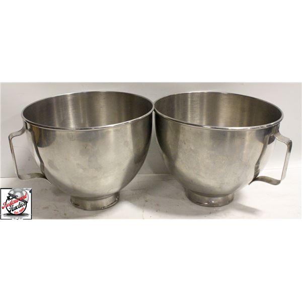 2 STAINLESS STEEL 8" MIXING BOWLS W/ HANDLES