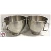 Image 1 : 2 STAINLESS STEEL 8" MIXING BOWLS W/ HANDLES