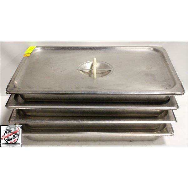 4 FULL SIZE INSERTS W/ LIDS 2" DEEP