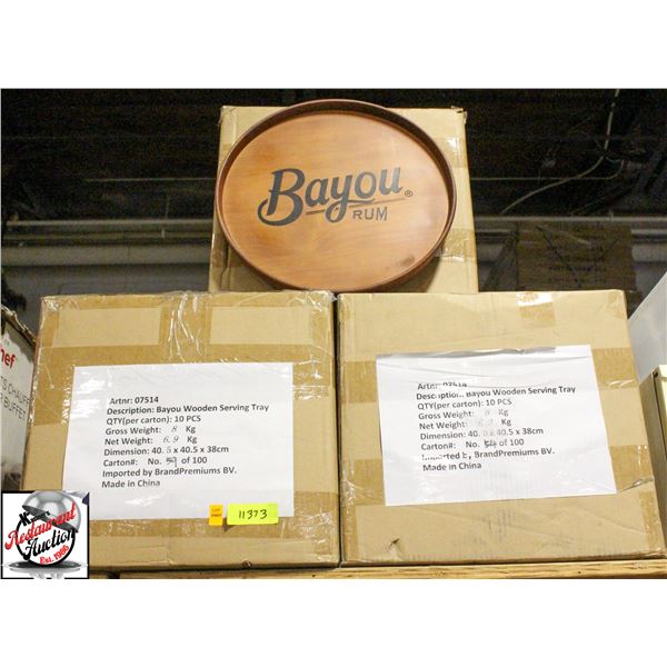 3 BOXES OF WOODEN SERVING TRAYS