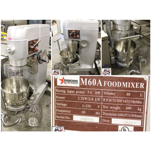 FEATURE LOT: OMCAN 60 QT MIXER W/ ATTACHMENTS!