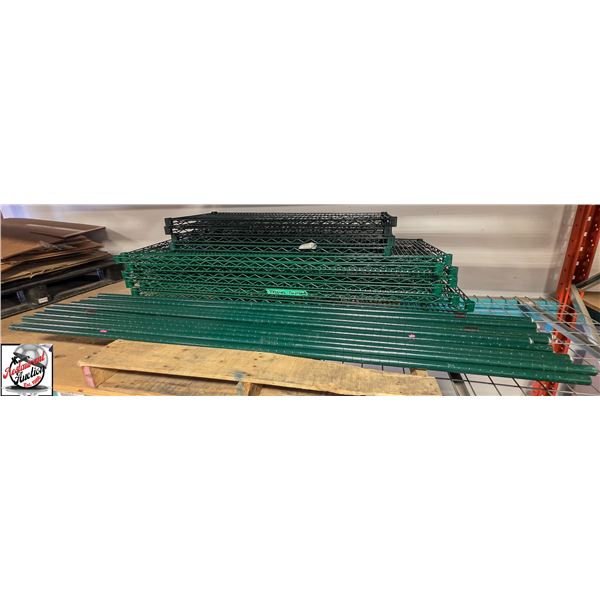 PALLET OF 3 GREEN WIRE RACKS