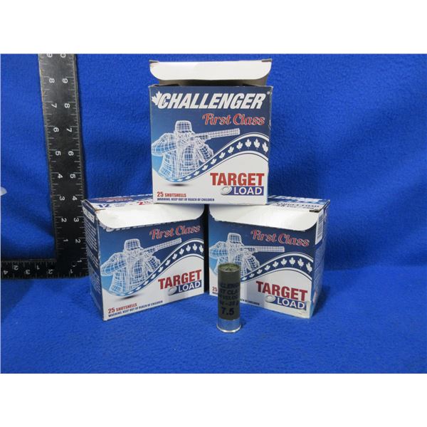 12 Ga. 2 3/4" 7.5 Shot Challenger Shotshells - 3 Boxes of 25 (Pick Up Only)