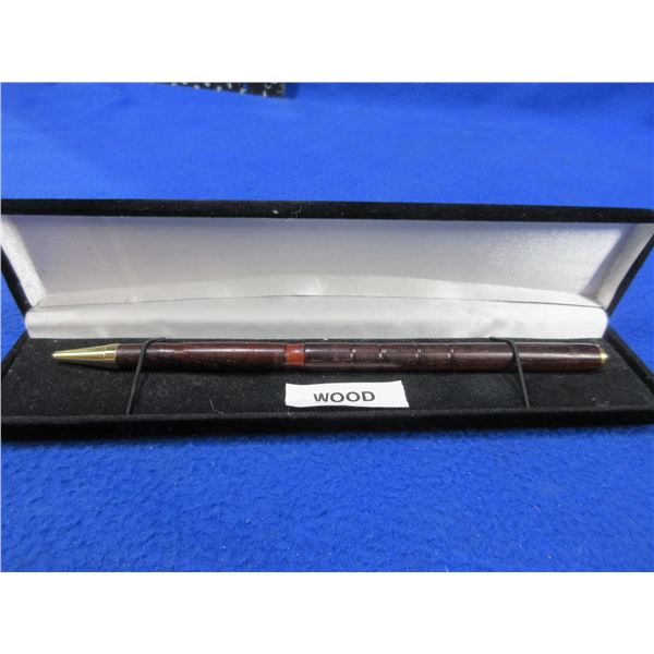 Long Wood Pen in Display Case - 7" Total Length