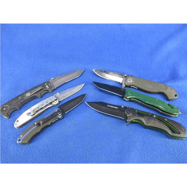 6 Assorted Folding Lock Blade Clip Knives