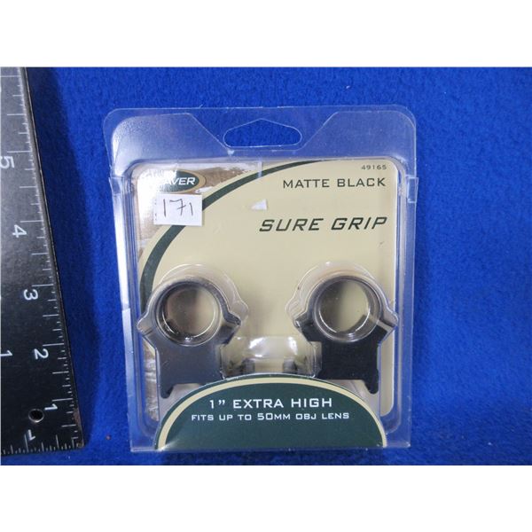 NEW - Weaver Sure Grip 1" Extra High Rings - Matte Black