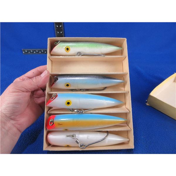 5 Vintage Tomic 6" Fishing Plug Lures