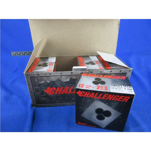 12 Ga. 2 3/4" 1 oz Target Slug Challenger Shotshells - 4 Sealed Boxes of 25 (Pick Up Only)
