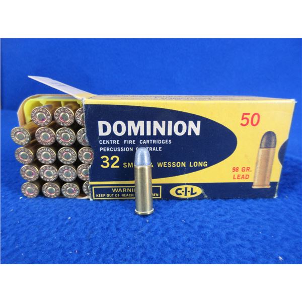 Collector Ammo - 32 S&W Long 98gr Lead Dominion Cartridges (Pick Up Only)