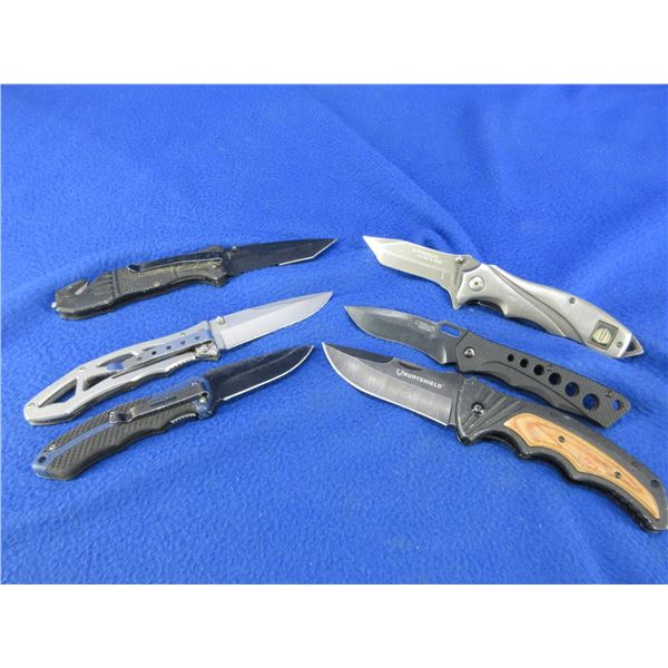 6 Assorted Folding Lock Blade Clip Knives