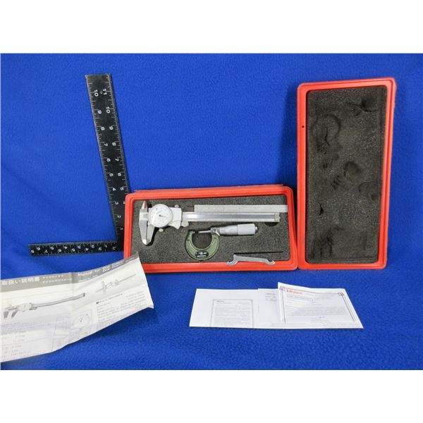 Mitutoyo Dial Caliper & Outside Micrometer Set - Carry case is damaged