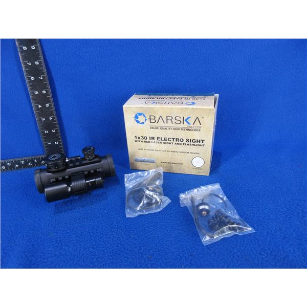 Barska 1x30 IR Electro Sight With Red Laser Sight & Flashlight