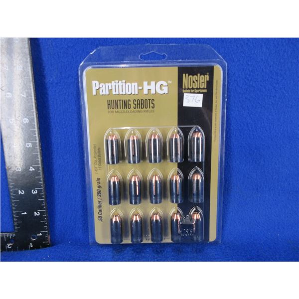 NEW - 50 Cal. 260gr .451" Dia. Projectile Nosler Partition-HG Hunting Sabots