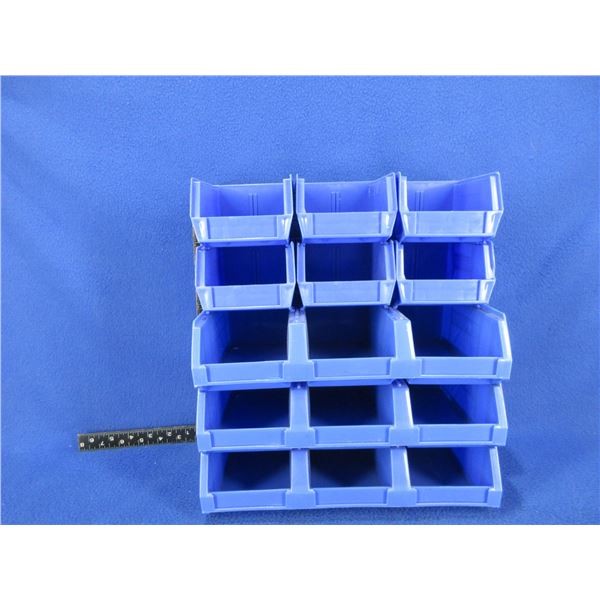 3 Large & 6 Small Plastic Stackable Storage Bins - 15 Compartments Total