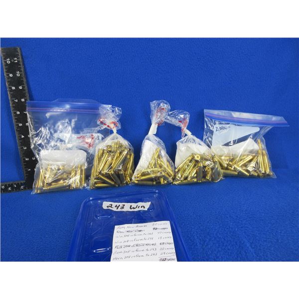 Brass Only - 243 Win. Mixed Deprimed & New Brass - Lot of 133 Total