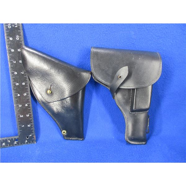 2 Leather Holsters - Right Hand, Black - Hansen Leather Mfg. & Made in China