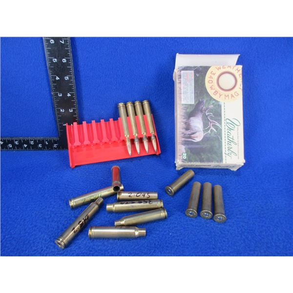 340 Wby Mag Reloads x 4, 45-70 Primed Brass x 4 (Pick Up Only) & 7 Reloading Test Cases