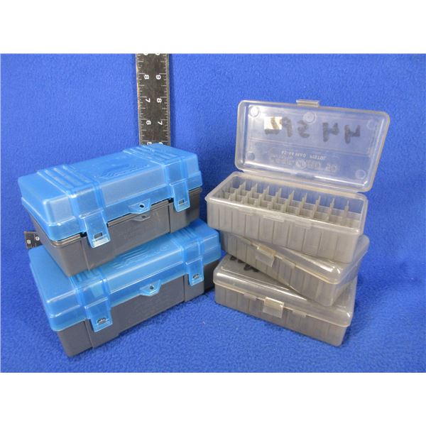 5 Empty Plastic Ammo Boxes - 3 MTM 44/55, 2 Plano Rifle