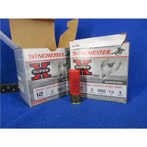 12 Ga. 3" 3 Shot HV Steel Winchester Shotshells - 2 Boxes of 25 (Pick Up Only)