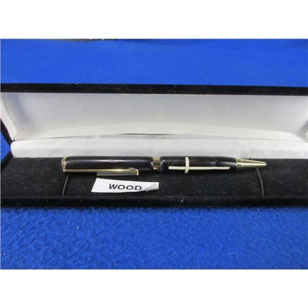 Wood Pen with Cross in Display Case
