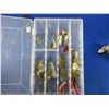 Image 1 : Lot of Vintage Fishing Lures in Plano Compartment Case - Spinners, Spoons and Hooks
