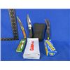 Image 1 : 3 Folding Lock Blade Knives - Sportsman's, Tradesman, Camp USA with Sheath