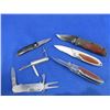 Image 1 : 4 Assorted Folding Lock Blade Knives, Multi-Tool Knife & Key Chain Knife